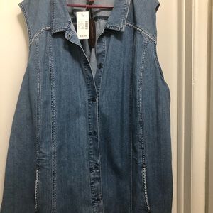 Jean vest with ribbon detail by Liz & Me from Catherine’s.